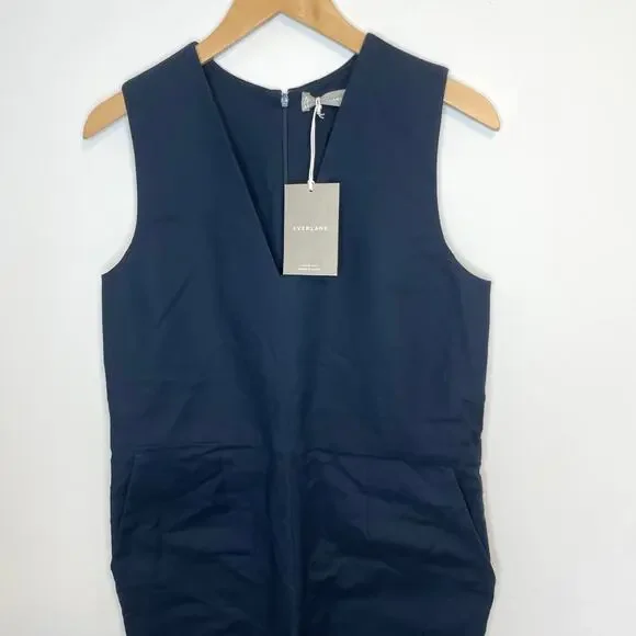 Everlane The Structured Cotton Jumpsuit In Navy Blue Size 6 New - Picture 4 of 13